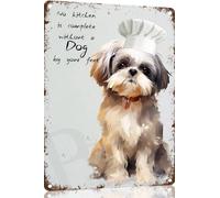 SMAZDFXX Shih Tzu Kitchen Art Print,Funny Novelty Metal Sign,Vintage Wall Decor for Home Door Garden Bar Restaurant Cafe Office Shop Bar Club Sign 8x12 Inch