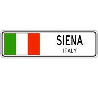 SMAZDFXX Siena, Italy Street Sign Italian Flag City Country Road Wall Street Sign 4x16 inches, TinSign4X16a5911