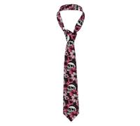 SMAZDFXX Skull Cranium Pink Flowers Print Men's Tie Novelty Neck Fashion Ties For Mens Daily Wedding Party Business