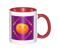 SMAZDFXX Smiley Orange Printed Ceramic Red Mug with Curved Handle, Suitable for Office and Everyday Drinking.