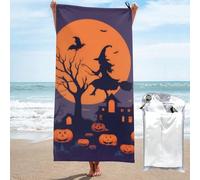 SMAZDFXX Soft Beach Towel Halloween Witch Flying - Extra Large 31.5x63in Microfiber Beach Towels,Quick Dry,Super Absorbent,Sand Free,Lightweight,Perfect for Travel,Swimming,Camping,Yoga