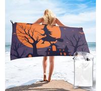SMAZDFXX Soft Beach Towel Halloween Witch Flying - Extra Large 31.5x63in Microfiber Beach Towels,Quick Dry,Super Absorbent,Sand Free,Lightweight,Perfect for Travel,Swimming,Camping,Yoga