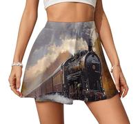 SMAZDFXX Steam Train on The Way Autumn Women's Skorts Skirts Tennis Skirt High Waisted Skater Golf Skirts Casual)