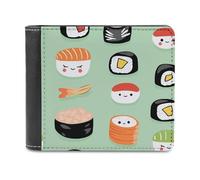 SMAZDFXX Sushi Japanese Food Printed Leather Wallet for Men ID Card Bifold Front Pocket Slim Purse Money Clip