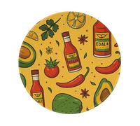 SMAZDFXX Taco, Chili, Avocado, Tomato and Lemon Mousepad Non-Slip Round Print Stitched Edges Rubber 8in