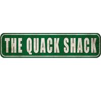 SMAZDFXX The Quack Shack Sign - Duck Waterfowl Chicken Coop Rustic Metal Street Sign Door Name Plate Plaque,4x16 Inch
