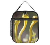 SMAZDFXX Three Green Snakes Portable Insulated Lunch Bag Tote Reusable Lunch Box Tote Handbag for Office Work