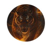 SMAZDFXX Thunderfire Striding Ferocious Tiger Mousepad Non-Slip Round Print Stitched Edges Rubber 8in