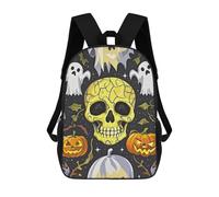 SMAZDFXX Travel Backpack for Women Men Yellow Skull Laptop Backpack 17 Inch Lightweight Casual Daypack