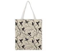 SMAZDFXX Tree Crows Branches Printed Canvas Tote Bag Reusable Grocery Shopping Cloth Handbag 15" X 16"