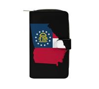 SMAZDFXX U.S.A. State Georgia Flag Map Funny Long Slim Bifold Wallet Card Holder Purse with Buckle for Men Women