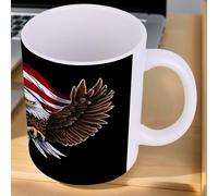SMAZDFXX USA Flag Patriotic Eagle White Ceramic Coffee Mug Dishwasher Microwave Safe Ideal Gift for Tea Coffee Family Custom