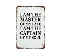 SMAZDFXX Vintage Funny Wall Decor Sign I Am The Master of My Fate I Am The Captain of My Soul Inspiring Saying 8x12 Inch Decor for Bar Cafe Home Store Hotel Office Room