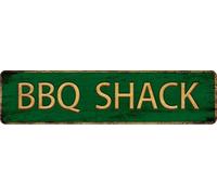 SMAZDFXX Vintage Metal Tin Sign BBQ SHACK 4x16 Inch,Street Sign for Home,Restaurant,Bar,Cafe,Garage - Retro Wall Decor Plaque