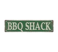 SMAZDFXX Vintage Street Sign Bbq Shack Rustic Metal Tin Sign Home Outdoor Art Wall Decor 4x16 Inch