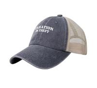 SMAZDFXX Vintage Washed Cotton Distressed Mesh Cap Taxation is Theft Baseball Cap Adjustable Dad Hat Cowboy Trucker Hat,Black