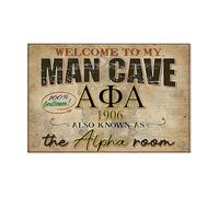 SMAZDFXX Welcome To My Man Cave Alpha Phi Alpha Also Known As The Alpha Room Yard Metal Poster Home Living Aluminum Decor Wall Art 12x8 Inch
