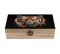 SMAZDFXX Wooden Jewelry Box Tiger Head Artwork Beautifully Keepsake Box Handmade for Storing Jewelry, Coins, Tartot Cards, Small Treasures