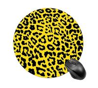 SMAZDFXX Yellow Leopard Skin Pattern Mouse Pad Round Mouse Mat Non-Slip Rubber Base Mousepad for Computer Laptop Gamer Home Office Desk Accessories 8in