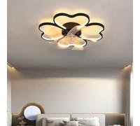 Smbcgdm Ceiling Fans with Lamps, Modern Flush Mount 20inch Ceiling Fan with Light, with Remote Control, Flower Shape Fan Light for Bedroom, Living Room, Small LED Ceiling Light Fixture Black