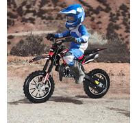 Smbcgdm Dirt Bike, 49CC 2-Stroke Gas Mini Motorcycle with Off-Rode Tire, Front Rear Disc Brakes, Shock Absorption Pocket Motorbike, Up to 25 Mph, Max Load 330 LBS, Mini Kid Dirt Bike Red