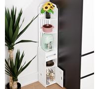 Smbcgdm Narrow Bathroom Storage Cabinet, Slim Storage Unit Storage Cabinet for Skinny Bathroom Corner Floor, with Opening Shelves, Paper Dispenser, Trash Can & Shelves White