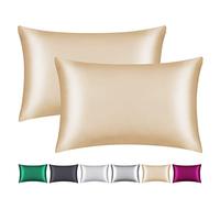 Smbeope 100% Mulberry Silk Pillowcase 2 Pack for Hair and Skin,with Hidden Zipper,Both Sides 22 Momme Natural Silk Pillow Cover,Soft Breathable & Smooth (Beige, King)