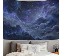 SMBHIAON 150 X 100 Cm Nebula Mountains Tapestry For Bedroom, Dreamy Starry Sky Style Wall Hanging, For Living Room Class Room Dorm,Purple-Blue