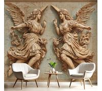 SMBHIAON 3D Classical Sculpture Style Panoramic Wallpaper Mural,3D Relief Angel 3D Wall Sticker Poster Decoration,150×105 cm,Copper