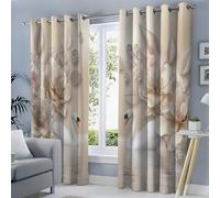 SMBHIAON 3D flowers Curtains, lake swan 3D Print Patterned Eyelet Thermal Insulated Room Darkening Blackout Window Drapes for Bedroom Living Room 2 Panels W 66" × L 54" (2 Panels)