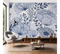 SMBHIAON 3D Mural Photo Wallpaper - Linear Flowers Plants Poppy Branches Leaves Backdrop Wall Interior Decor Wallpaper, 3D Panel Bathroom Restaurant Hall Hallway Wall Art 400 × 280 cm