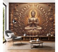 SMBHIAON 3D Mural Photo Wallpaper - Magnificent Classical Relief Bronze Buddha Carving Backdrop Wall Interior Decor Wallpaper, 3D Panel Bathroom Restaurant Hall Hallway Wall Art 400 × 280 cm
