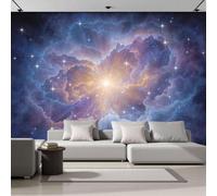 SMBHIAON 3D Panoramic Custom Blue Wallpaper Murals, Cosmic Nebula Clouds Starlight Wall Murals, Modern Living Room Kitchen Dining Room Bedroom Wall Mural Wallpaper 400 × 280 cm