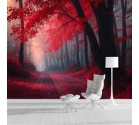 SMBHIAON 3D Panoramic Wallpaper Mural,150 × 105 Cm Wall Poster Mysterious Red Forest Design Photo Effect,Natural Forest Landscape Decoration for Bedroom Living Room Corridor