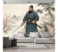 SMBHIAON 3D Panoramic Wallpaper Mural Green Pink,Chinese Ink Painting,Military Generals Plum Blossoms Effect, 350 × 256 Cm 3D Wall Sticker Poster Decoration