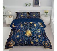 SMBHIAON Astrological Chart Sun Comforter Set Double | Mystic Tarot Bedding, Double Soft Microfiber Bedding Set with 2 Breathable Pillowcases,for an All-Season Comforter