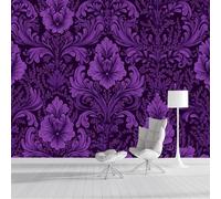 SMBHIAON Baroque Stylewallpaper Mural Purple Brocade Pattern Decoration Wall Covering Wall Decoration 300 × 210 Cm,Purple