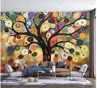 SMBHIAON Big Tree with Circular Branches 3D Silk Wall Mural Abstract Art Photo Wallpaper Poster Picture Design for Living Room Kids' Bedroom & Home Interiors,350 × 256 Cm,Orange