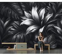 SMBHIAON Black Wallpaper Banana Leaf Illustration Wallpaper Tropical Plant Leaveswall Mural 350 × 256 Cm Large Photo Wallpapers for Bedroom Living Room Tv Backdrop Hallway