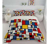 SMBHIAON Blue King Duvet,Geometric Cube Shapes Quilt Ideal For All Seasons, Reversible Coverless Duvet With Abstract Style, Lightweight Soft Comforter, 240x220cm, Machine Washable