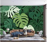 SMBHIAON Bright Green Wallpaper Monstera Leaf Pattern Wallpaper Tropical Plantswall Mural 200 × 140 Cm Large Photo Wallpapers for Bedroom Living Room Tv Backdrop Hallway