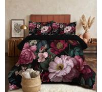 SMBHIAON Coverless Duvet Single, Reversible Peony Tulip Down Comforter,Classical Still Life Flowers Comforter Single Bed with Pillowcases,Light Purple Warm Quilt Sets for All Seasons