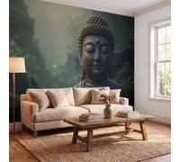 SMBHIAON Dark Green Wallpaper Black Buddha Green Plants Wallpaper Tropical Forest Wall Mural 150 × 105 cmLarge Photo Wallpapers for Bedroom Living Room Tv Backdrop Hallway