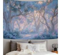 SMBHIAON Dreamy Scenery Tapestry, Forest Crooked Tree Trunks Sunlight Tapestry Wall Hanging For Bedroom, Powder Blue Tapestries Living Room College Dorm Home Decor,200 X 150 Cm