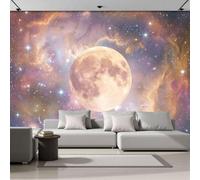 SMBHIAON Full Moon Nebula Photo Wallpaper Panoramic, Space Realism Wall Mural Poster 3D Effect - Silk Wallpaper for Living Room Bedroom Office TV Background Decoration, 400 × 280 cm