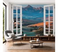 SMBHIAON Hills Mountains Photo Wallpaper Panoramic, Rural Countryside Wall Mural Poster 3D Effect - Silk Wallpaper for Living Room Bedroom Office TV Background Decoration, 250 × 175 cm
