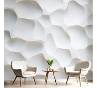 SMBHIAON Irregular Concave Convex Shapes Wall Mural -Ivory Modern Abstract Style, 3D Panoramic Wallpaper, 400×280 cm, Wall Sticker Poster for Living Room, Bedroom & Home Decoration