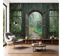 SMBHIAON Ivy Pond Koi Photo Wallpaper Panoramic, Rainforest Scenery Wall Mural Poster 3D Effect - Silk Wallpaper for Living Room Bedroom Office TV Background Decoration, 200 × 140 cm