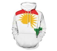 SMBHIAON Kurdistan Flag Print Hoodie Men Women Pullover Sweatshirt Long Sleeves Sweatshirts For Adult Causal Fashion Oversized Men Women Rugby Hip Hop Hoody