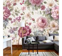 SMBHIAON Light Pink Wallpaper Roses Leaf Pattern Wallpaper Classic Flowers Wall Mural 350 × 256 Cm Large Photo Wallpapers for Bedroom Living Room Tv Backdrop Hallway